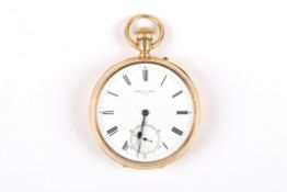 A Victorian 18ct gold open face pocket watch by Edward & Sonshallmarked London 1881, the white