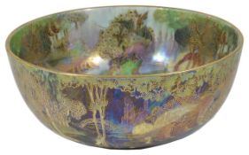 A Wedgwood Fairyland lustre bowl by Daisy Makeig Jones circa 1920, pattern number Z4968, the body