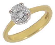 A single stone diamond set ring, 18ct gold mount, diamond approx. 0.5 ct Size ICondition: