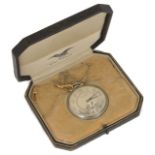 A 1930s Art Deco Waltham 14K white gold open face pocket watch the silvered dial with Arabic