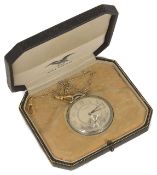 A 1930s Art Deco Waltham 14K white gold open face pocket watch the silvered dial with Arabic