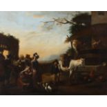 Late 18th century/early 19th century Continental School A scene of a woman buying grapes, with
