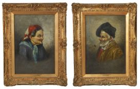 After E. Zampighi (19th century) Italian A pair of portraits of a Neapolitan country man and