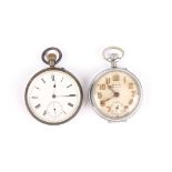 An early 20th century silver open faced pocket watch with white enamel dial, together with an