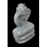 A jadeite carving of a stylised cobra height 8.5cmCondition: In good overall condition