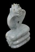 A jadeite carving of a stylised cobra height 8.5cmCondition: In good overall condition