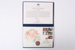 A Queens 2002 Golden Jubilee £5 gold coin presentation set with first day cover, in a presentation