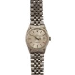 A Rolex Datejust automatic stainless steel wrist watch c.1983 the silvered dial with baton numerals,