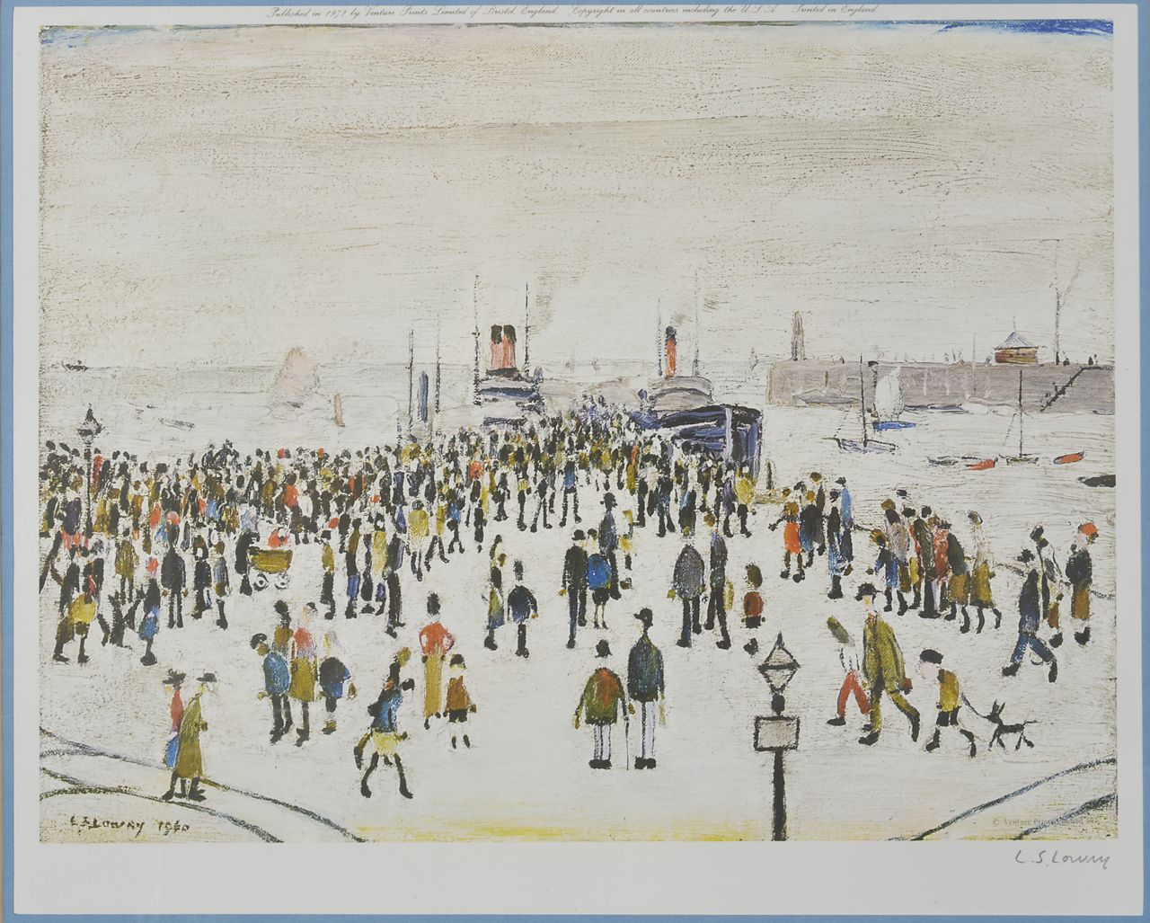 Laurence Stephen Lowry (1887-1976) British 'The Ferry', a print of figures surrounding a steam