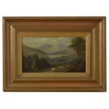 19th century English School 'Ullswater', a peaceful landscape scene, with a shepherd boy and