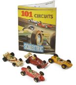 Two early Triang Scalextric racing cars a Ferrari and Lotus 1961, together with two other Scalextric