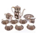 A Royal Crown Derby Imari pattern coffee service comprising coffee pot, six coffee cans and saucers,