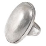 A large Georg Jensen Danish silver oval domed ring, fully marked. Size O, Approx. 3.25 cms. top to