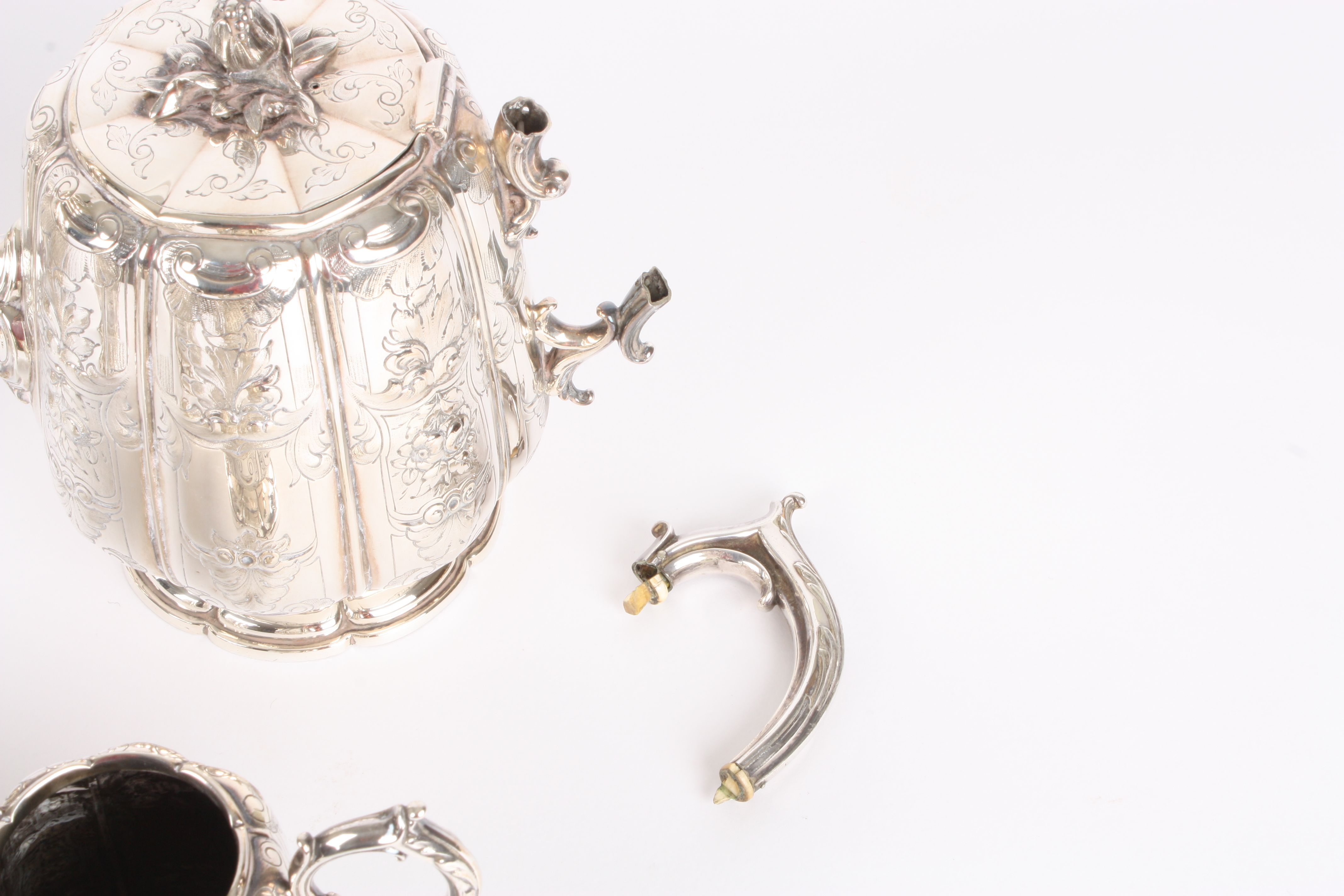 A silver plated Elkington and Co. four piece tea set with embossed acanthus leaf design height of - Image 2 of 2