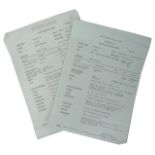 SUPERMAN INTEREST: A collection of A4 sized call sheets for Superman II, III and IV comprising two