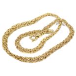 A Continental gold fancy woven link necklace, the intertwined links of both smooth and textured