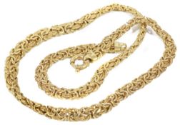 A Continental gold fancy woven link necklace, the intertwined links of both smooth and textured