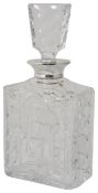 A modern silver mounted cut glass decanter and stopper hallmarked 1987, with star cut base. Maker: