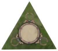 A fine gold mounted nephrite photo frame marked Fabergé with the workmasters mark of Michael Perchin