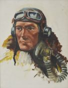 Attributed to Reginald Allen Shuffrey (1886-1952) British A portrait of a W.W.II pilot, oil on