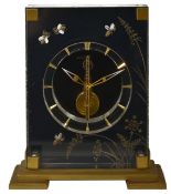 A Jaeger-le-Coultre Honey Bee Marina clock, chapter ring with baton markers, visible jewelled