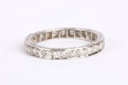 A white metal mounted diamond set full eternity ring set with even size diamonds. Size PCondition:
