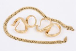 A contemporary Continental flat weave bracelet marked .750 and a pair of Italian fancy twist 14K