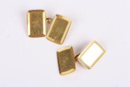 A pair of Art Deco style 18ct gold chain link cufflinks of rectangular form with raised edges.