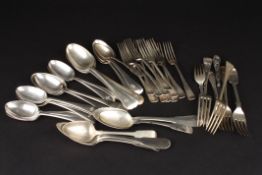 A large quantity of assorted silver cutlery of various ages and designs. Approx 72 ozt.Condition: