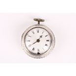 A Georgian silver pair cased pocket watch by James Shearwood of London, the white enamel dial with