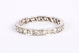 A ladies diamond set full eternity ring in white metal mount. Size Q/RCondition: Some damage to
