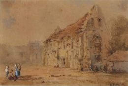 19th century English School A watercolour of Boxgrove Priory and Church, near Chichester, with