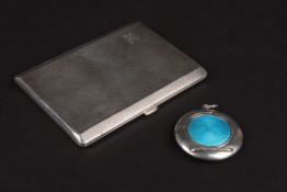 A silver and turquoise guilloché enamel pendant vanity compact hallmarked Birmingham 1921 sold