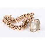 An Edwardian 9ct rose gold hollow curb link bracelet, with heart padlock fastening, padlock marked