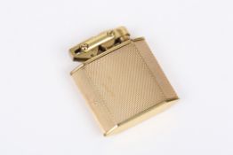 An Art Deco 9ct gold cased 'Elisorn' petrol lighter, the gold casing with engine turned decoration