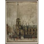 Laurence Stephen Lowry RA, (British 1887-1976) St Luke's Church' limited edition print signed in