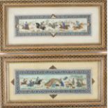 A pair of late 19th century/early 20th century Persian framed painted bone panels decorated with