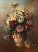 19th century English School A large still life of flowers in a vase, monogrammed and dated '81 lower