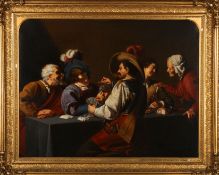 After Theodor Rombouts, 'The Card Players' by J. Van Sil (active mid 19th Century) large Dutch oil