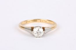 A single stone diamond set solitaire ring in 18ct gold and platinum mount Approx. 0.45ct. Size