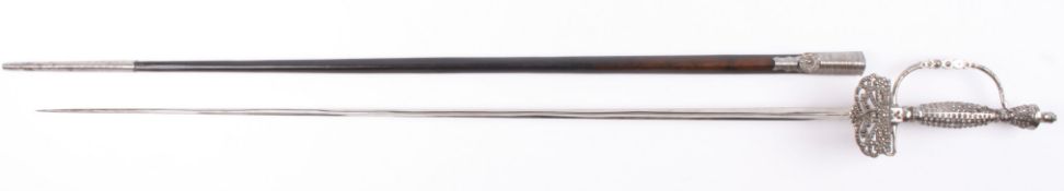 An early 20th century cut steel rapier, c.1900 the blade set with cut steel studs, the plain