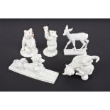 A group of five 20th century Meissen porcelain animals two bears, a seated poodle, a pair of