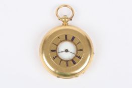 An 18ct gold half hunter pocket watch by S. Rubenstein of London the white enamel dial with black