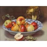 J. H. Lewis A pair of still life scenes of fruit, oil, signed, together with an oleograph still life