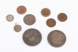 A milled Elizabeth I 1562 silver sixpence, large rose, star mint mark and a small collection of