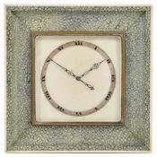 An ivory and shagreen Art Deco clock of square form with eight day Swiss movement, ivory dial,