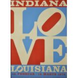 An Indiana Louisiana 1978 LOVE poster by Robert Indiana, framed and glazed. 84 x 61 cm. Condition: