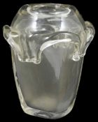 A Schneider frosted glass vase with applied moulded sections, acid etch mark 1950's height
