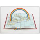 Patrick Hughes (born 1939) British Under the weather, a signed print of a rainbow and atlas,