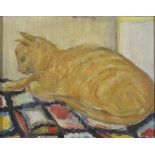 Mary Hamilton-Mack (b.1903) British, A study of a seated cat signed and dated 1962. 28.5 x 36 cm.